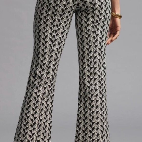 Anthropologie Maeve Margot Kick-Flare Cropped Pants, Black and White, 1x - Picture 2 of 8